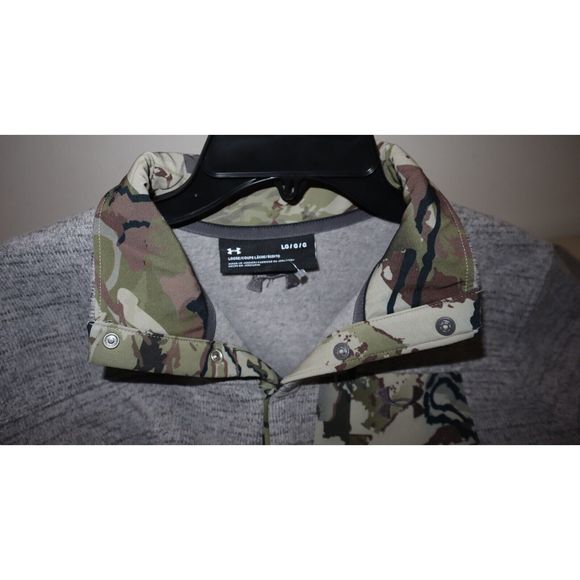 Under Armour Men Sz L Gray Heather Camo Pocket UA Specialist Henley Pullover $80 - Picture 3 of 10